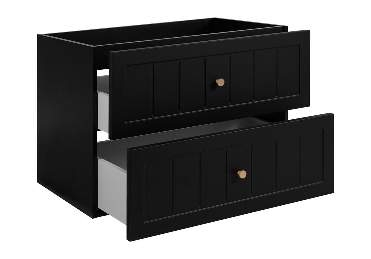 WASCHTISCHUNTERSCHRANK im klassischen Stil, schwarz, 80 x 57 x 46 cm - Goldfarben/Schwarz, Holzwerkstoff (80/57/46cm) - 3XE LIVING