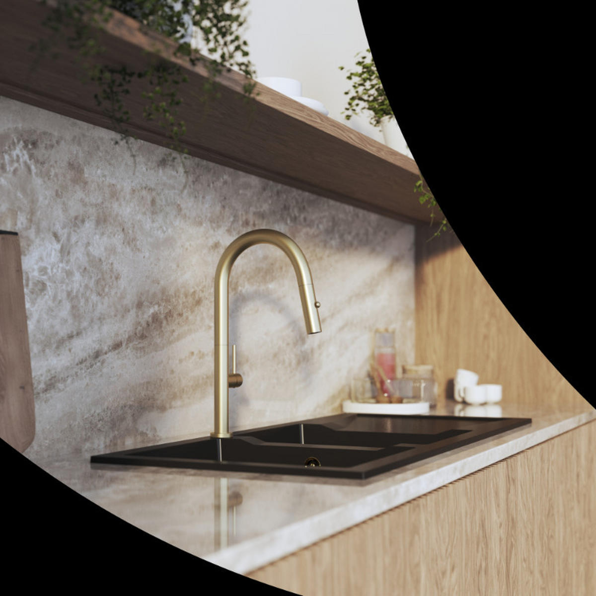 KÜCHENARMATUR Livia Gebürstetes Gold - Goldfarben, Metall (24/43/24cm) - Granitan