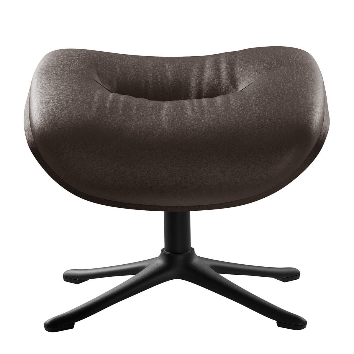 POLSTERHOCKER - Dunkelbraun/Schwarz, Leder/Metall (44/39/42cm) - home24