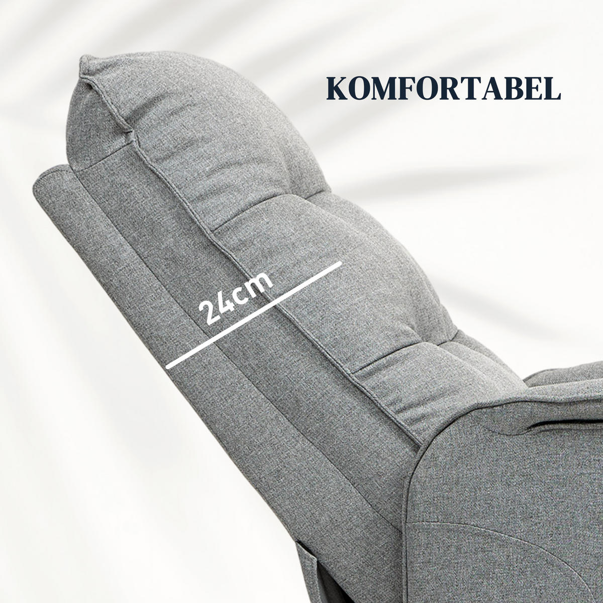 FERNSEHSESSEL mit Aufstehhilfe, Relaxsessel mit Liegefunktion, Taschenfeder - Grau, Metall (68/104/88cm) - HOMCOM