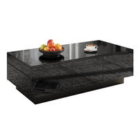COUCHTISCH 100/31/50 cm in Schwarz Hochglanz mit Schubladen und Schiebefächern - Schwarz, Holzwerkstoff (100/50/23.5cm) - Flora Grace
