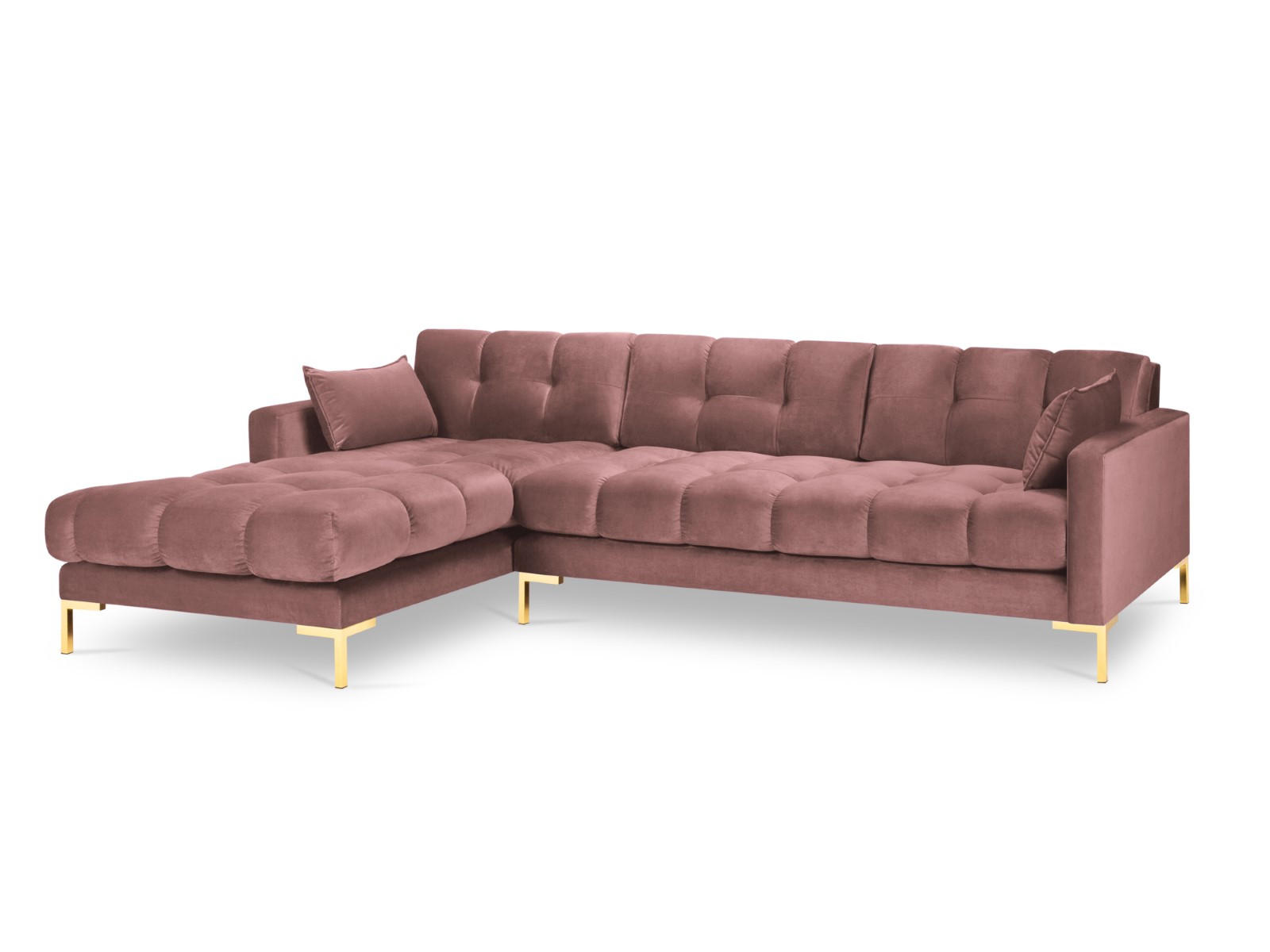 ECKSOFA links Mamaia aus Samt rosa 5 Sitzplätze - Pink, Textil (185/293cm) - Micadoni