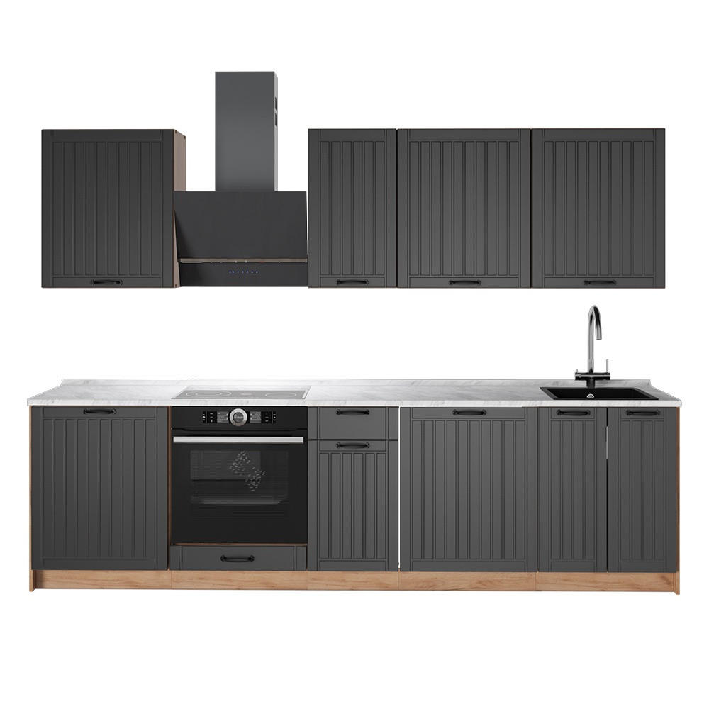CHICINETĂ Fame-Line, Gri închis/Stejar auriu, 280 cm, AP Marmură - stejar miere/gri închis, compozit lemnos (280/206.8/60cm) - Vicco