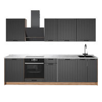 KÜCHENZEILE Fame-Line, Dunkelgrau/Goldkraft Eiche, 280 cm, AP Marmor - Honigeiche/Dunkelgrau, Holzwerkstoff (280/206.8/60cm) - Vicco