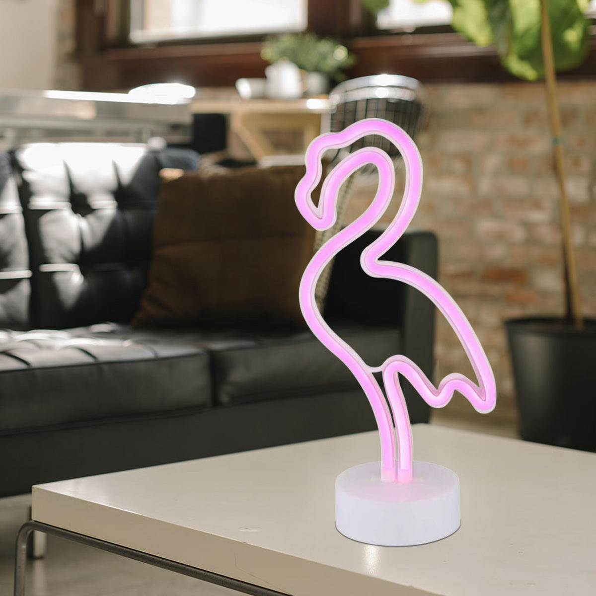 LED TISCHLEUCHTE Flamingo Weiß 2er Set - Weiß, Kunststoff (14.5/10/33cm) - Globo Lighting