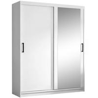 SCHWEBETÜRENSCHRANK Hela 160/205/60 2-türig weiß mit Spiegel - Weiß, Holzwerkstoff (160/205/60cm) - Beautysofa