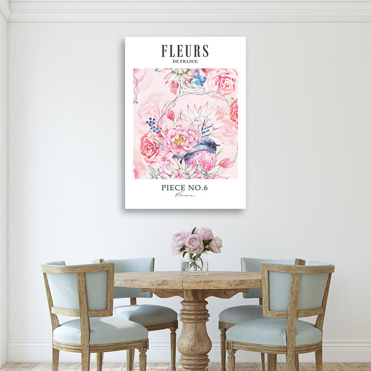 WANDBILD shabby chic pastellfarbene pfingstrosenblüten - Pink, Textil (40/60cm) - Feeby