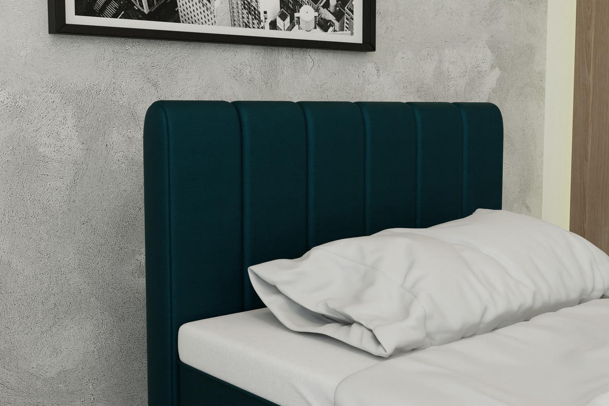 BOXBETT AVALON 100 x 200 cm mit Bettkasten und Topper - Türkis - Türkis, Holz - Panda Möbel