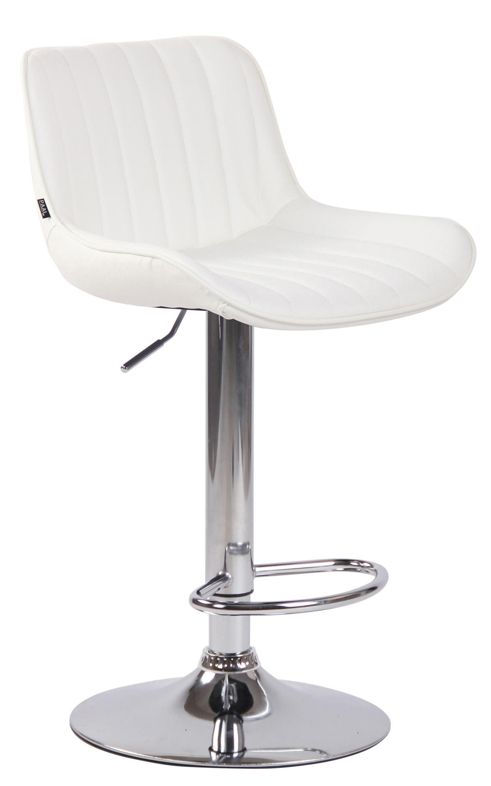 BARHOCKER Lento Gestell Metall in Chromoptik Kunstleder Weiß - Chromfarben/Weiß, Kunststoff/Metall (50/108/50cm) - TPFLiving