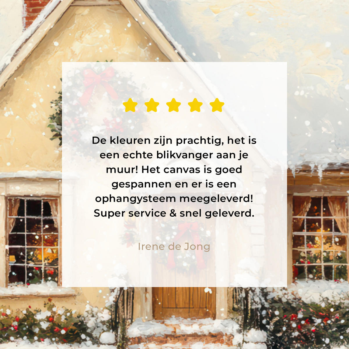 LEINWANDBILD Weihnachten - Zuhause - Winter - Schnee Deko Groß 90x90 cm - Creme, Textil (90/90cm) - MuchoWow