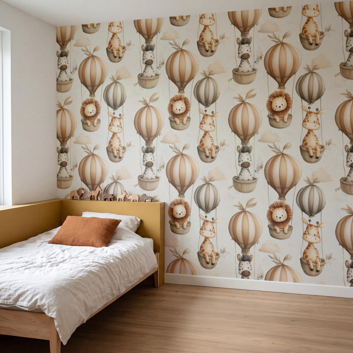 KINDERTAPETE - Safari - Heißluftballons - Taupe - 280x240 cm - Beige, Papier (280/240cm) - OnlyWow