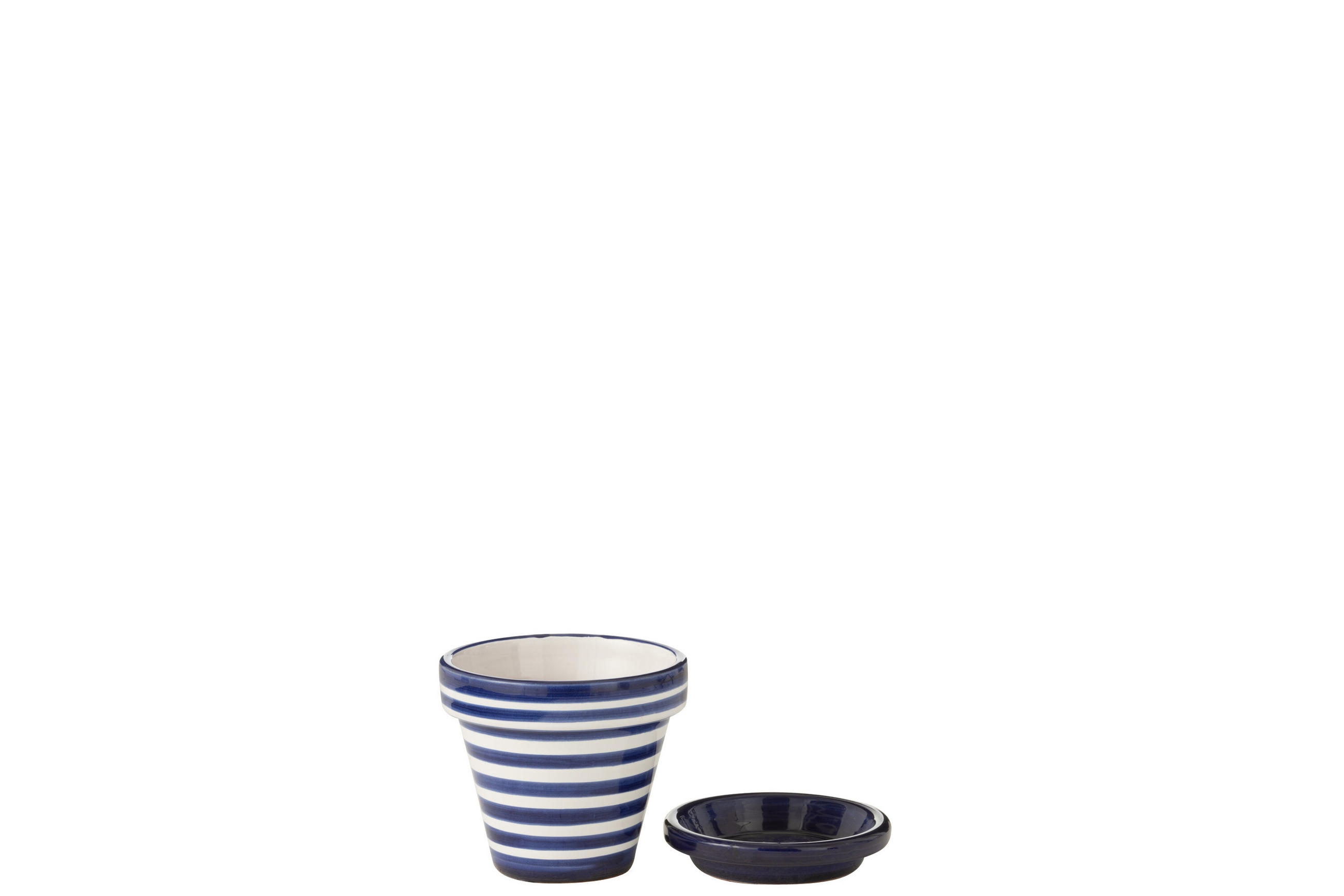 BLUMENTOPF GRANADA STRIPES - Töpferei - Blau - XS - Ø 17 cm - Multicolor, Keramik (17/15cm) - J-Line