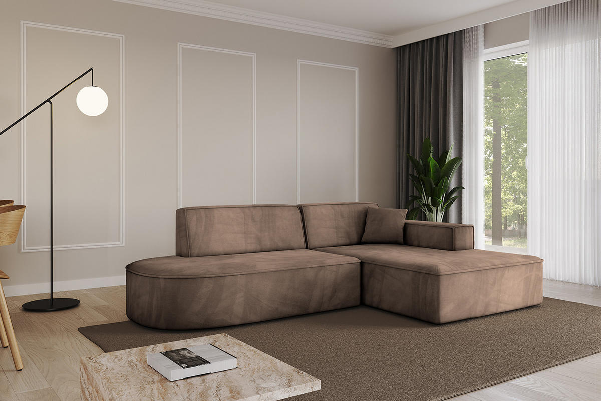 ECKSOFA Ottomane Rechts IREA-L1-v4 - 232x165x77 cm Braun - Braun, Holzwerkstoff/Textil (232/165cm) - ALTDECOR