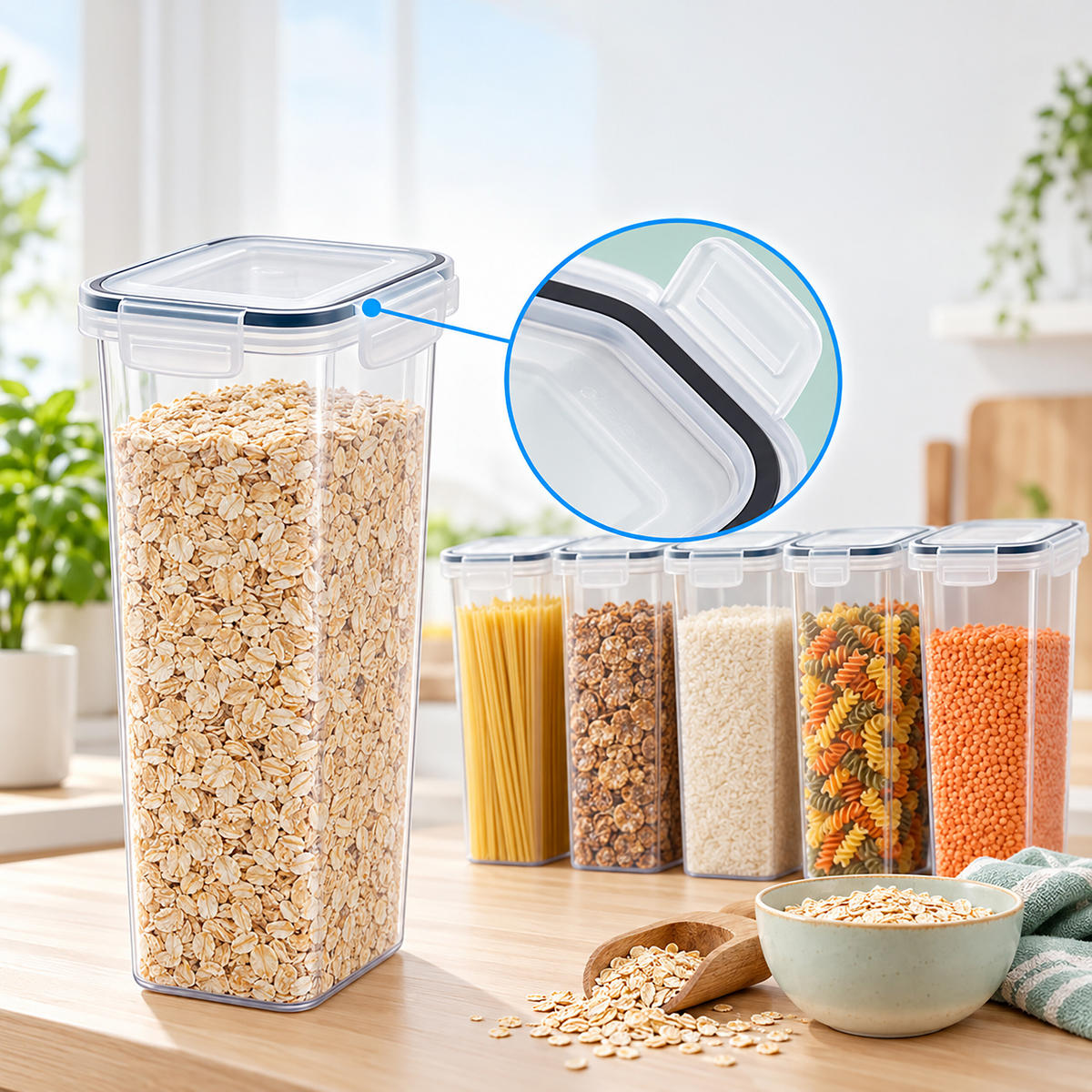 DÓZY Transparentné sada-6 ks 2,8 l - priehľadné, plast - Relaxdays