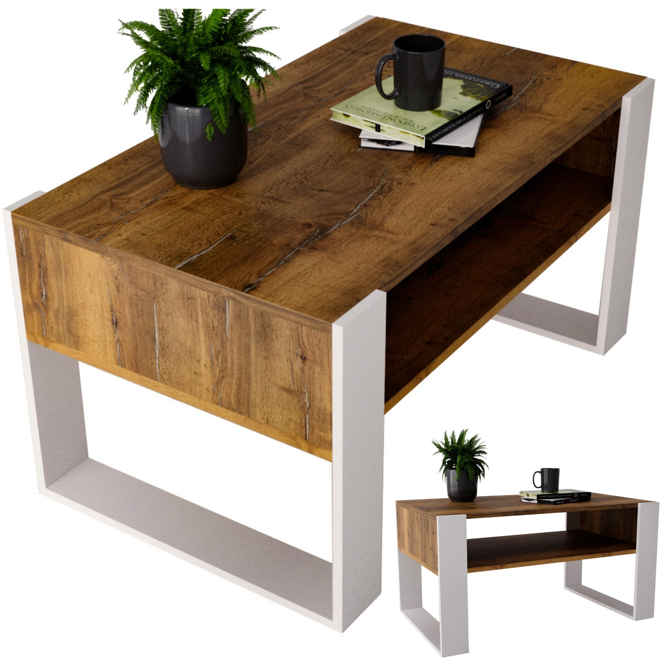 CraftPAK KONFERENČNÍ STOLEK Dřevotřísková deska, obdélníkový, stabilní, ořechová barva 45/53,6/92 cm