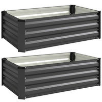 HOCHBEET 2er-Set für Terrasse, Balkon, verzinkter Stahl, Dunkelgrau, 100 x 60 x 30 cm - Dunkelgrau, Metall (60/30/100cm) - Outsunny