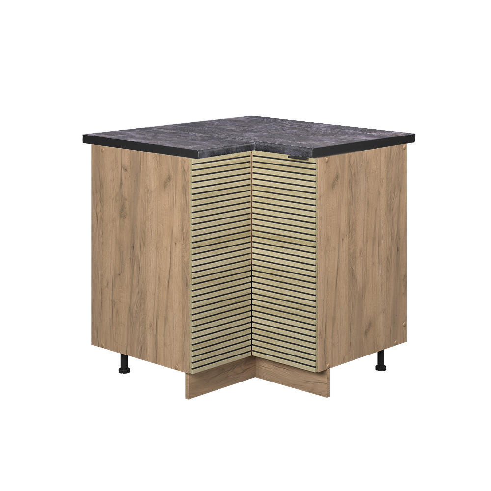 HÖRNUNDERSKÅP Fame-Line Ekpanel 80.5 cm , AP Antracit Ekfärgad, Honungsek 82/80.5/60 cm