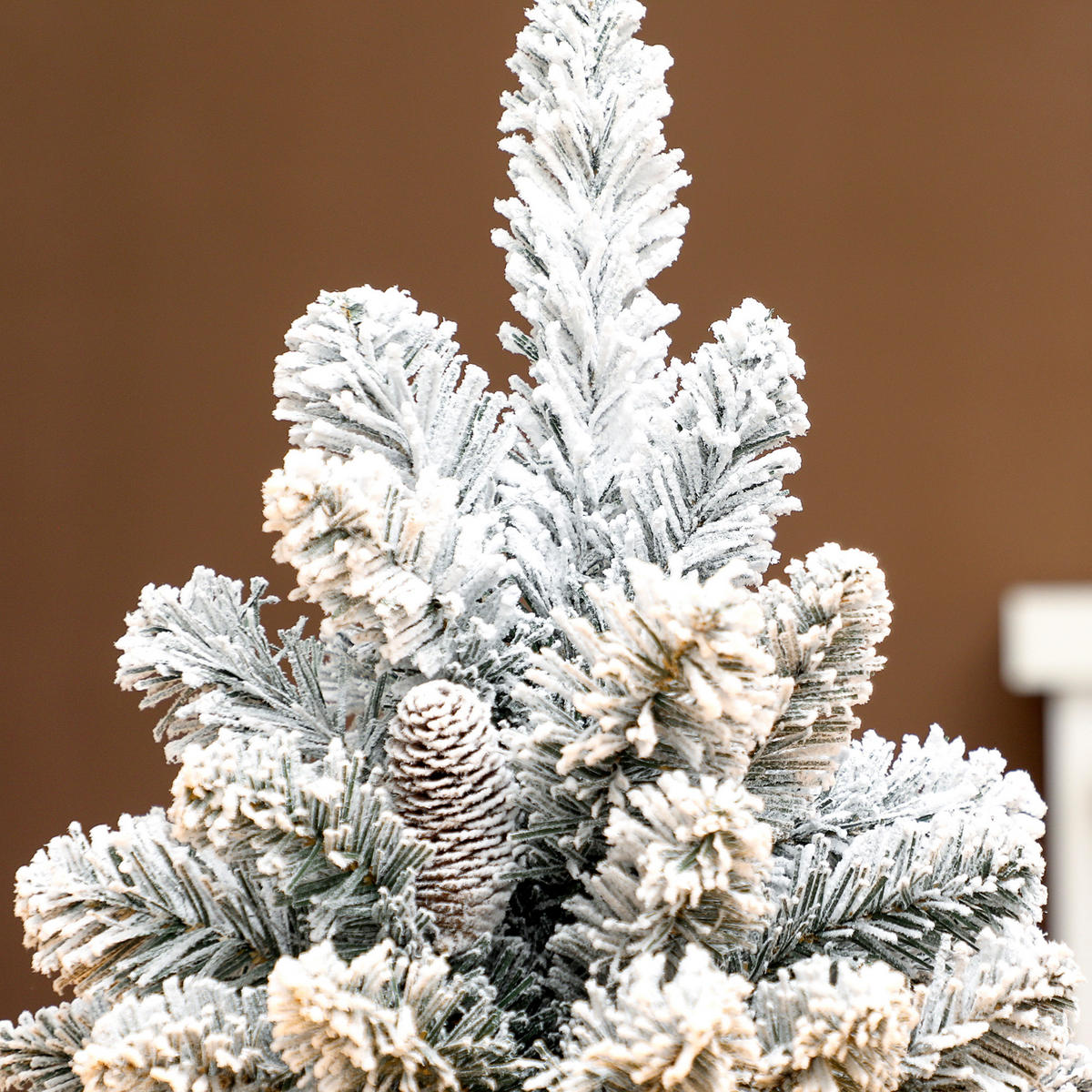 WEIHNACHTSBAUM DE-41557 Mini 60 cm, Schnee, 6 Zapfen - Weiß/Grün, Kunststoff (60cm) - ComfortXL