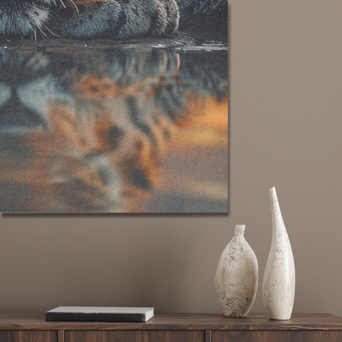 AKUSTIKPANEEL Natur - Leopard - Tier - Sonnenuntergang - Modern 70x100 cm - Orange, Textil (70/0.9/100cm) - MuchoWow