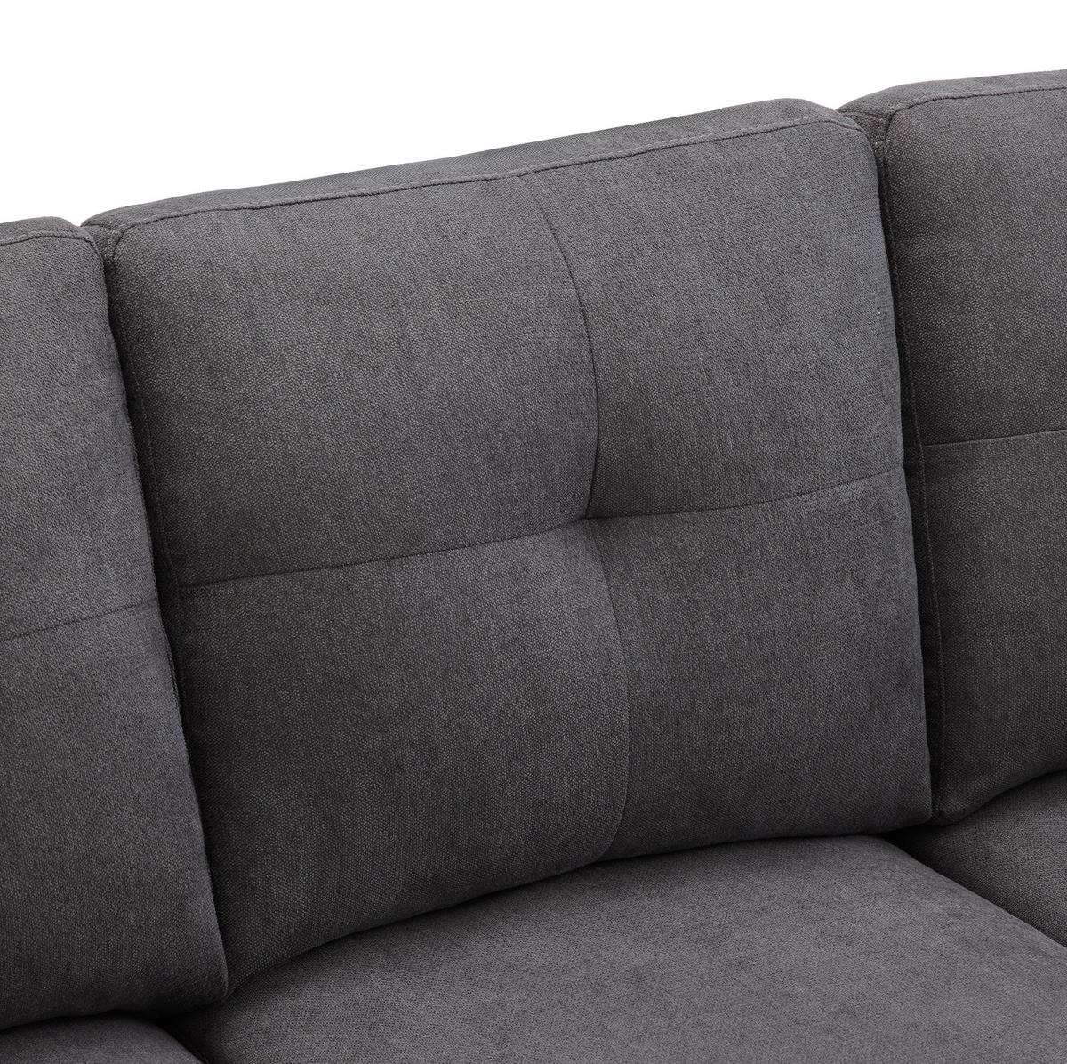 SOFA mit Chaiselongue 175x129 cm Baumwoll-Leinenstoff Dark Gray - Dunkelgrau, Textil (175/129cm) - IVMEU