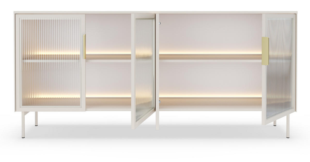 KOMMODE 182 cm Senzia mit LED, 4 Türen, Kaschmir - Kaschmir, Holz (182/83/39cm) - Emporius