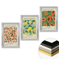 WANDBILDER 3er Set - 20x30 cm Silberner Rahmen - Zitrusfrüchte, tropischer Retro-Stil - Silberfarben, Kunststoff (20/30cm) - ArtPrintCave