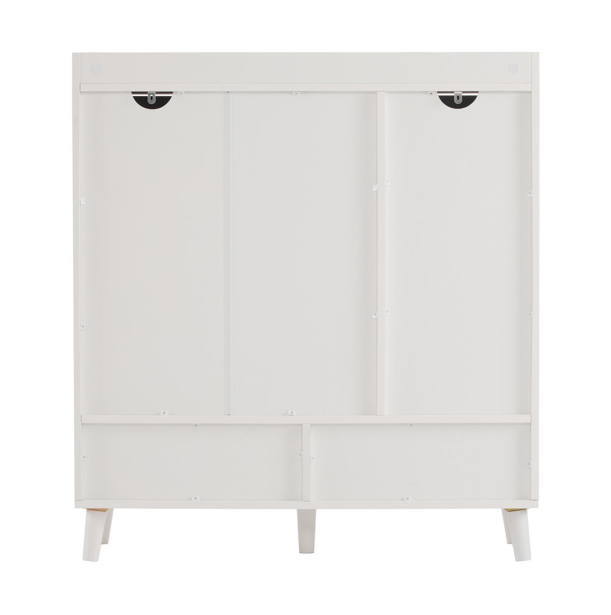 SCHUHSCHRANK aus Spanplatte 90x35x99cm in Weiß mit Massivholzbeinen - Weiß, Holzwerkstoff (90/99/35cm) - Modfu