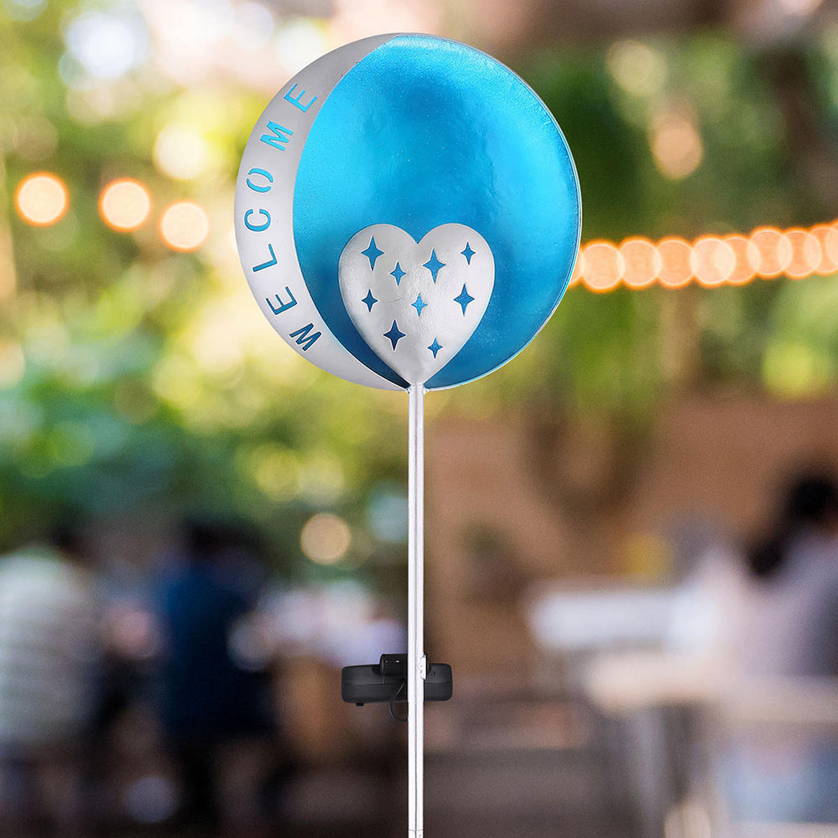 LED AUSSENLEUCHTE Solar Steckleuchte Silber Blau - Silberfarben, Metall (17/17/78.5cm)