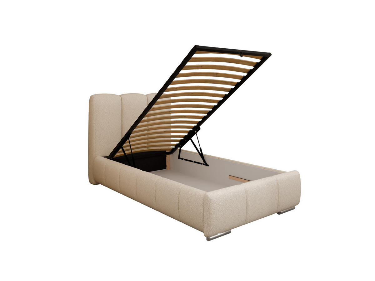 POLSTERBETT Zaira 90 x 200 cm mit Bettkasten und Lattenrost taschenfederkernmatratze 19cm - beige - Beige, Holz (90/200cm) - Panda Möbel