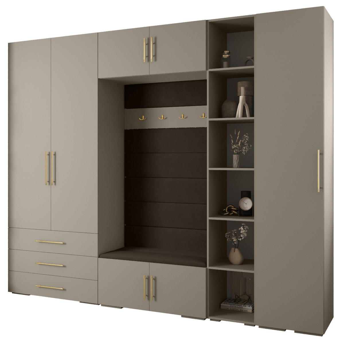 GARDEROBEN-SET 236,7/290/47 - Kaschmir/Goldfarben, Holz/Kunststoff (290/236.7/47cm) - Abiks Möbel