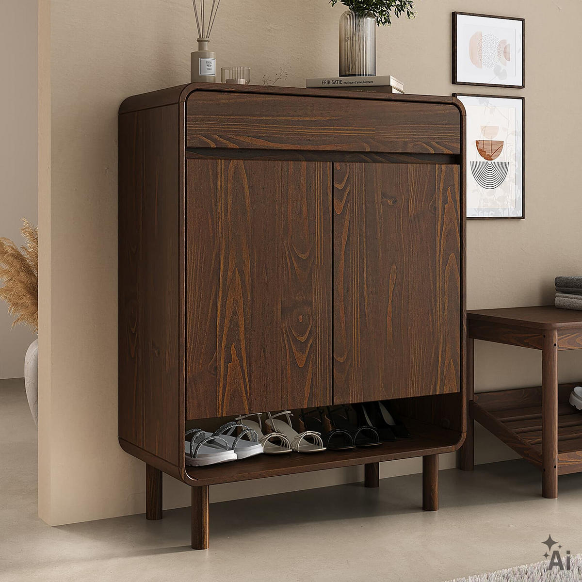 SCHUHSCHRANK JUAN nussbaum - Nussbaumfarben, Holz (79/104/37cm) - IDIMEX