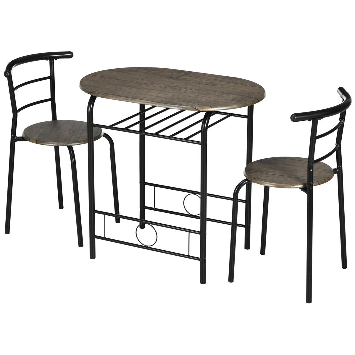 ESSGRUPPE, MDF, Metall, Schwarz - Schwarz, Kunststoff (53/74.5/80cm) - HOMCOM
