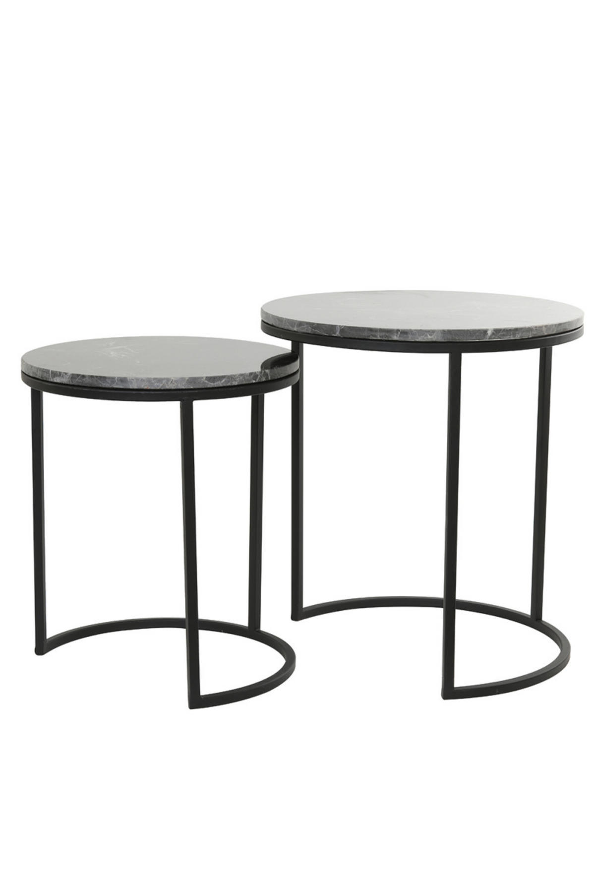 BEISTELLTISCH Alfio Braun Ø49/53,5 cm 2er-Set - Schwarz, Stein (49/49/53.5cm) - Light & Living