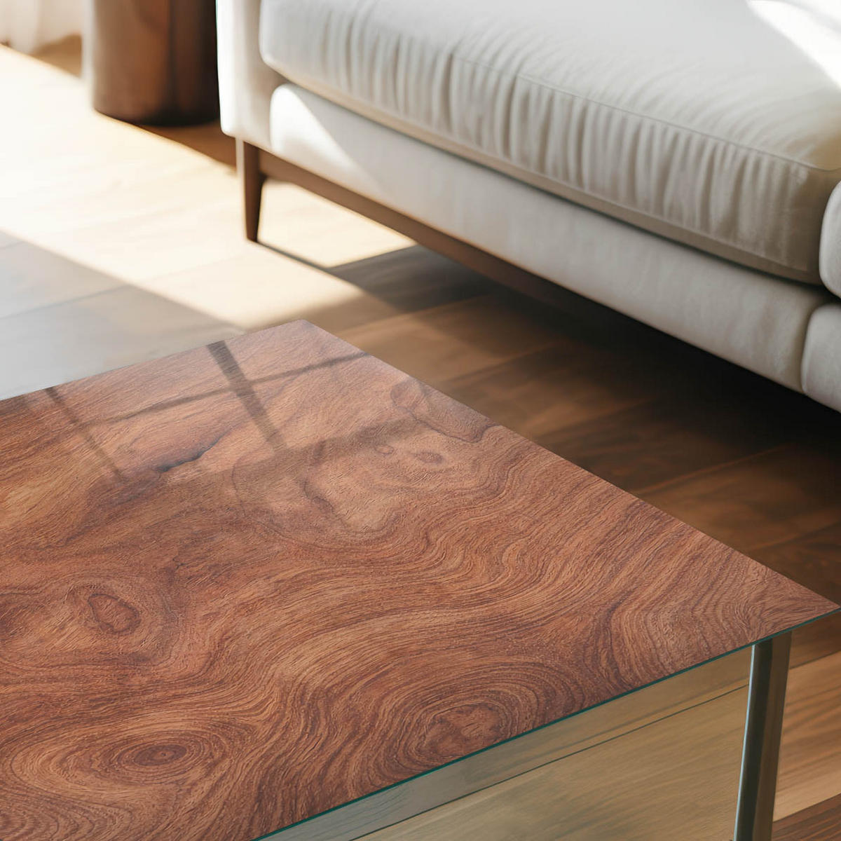 TISCHPLATTE 50x50 cm – Holzstruktur - Braun, Glas (0.4/50/50cm) - Wallfluent