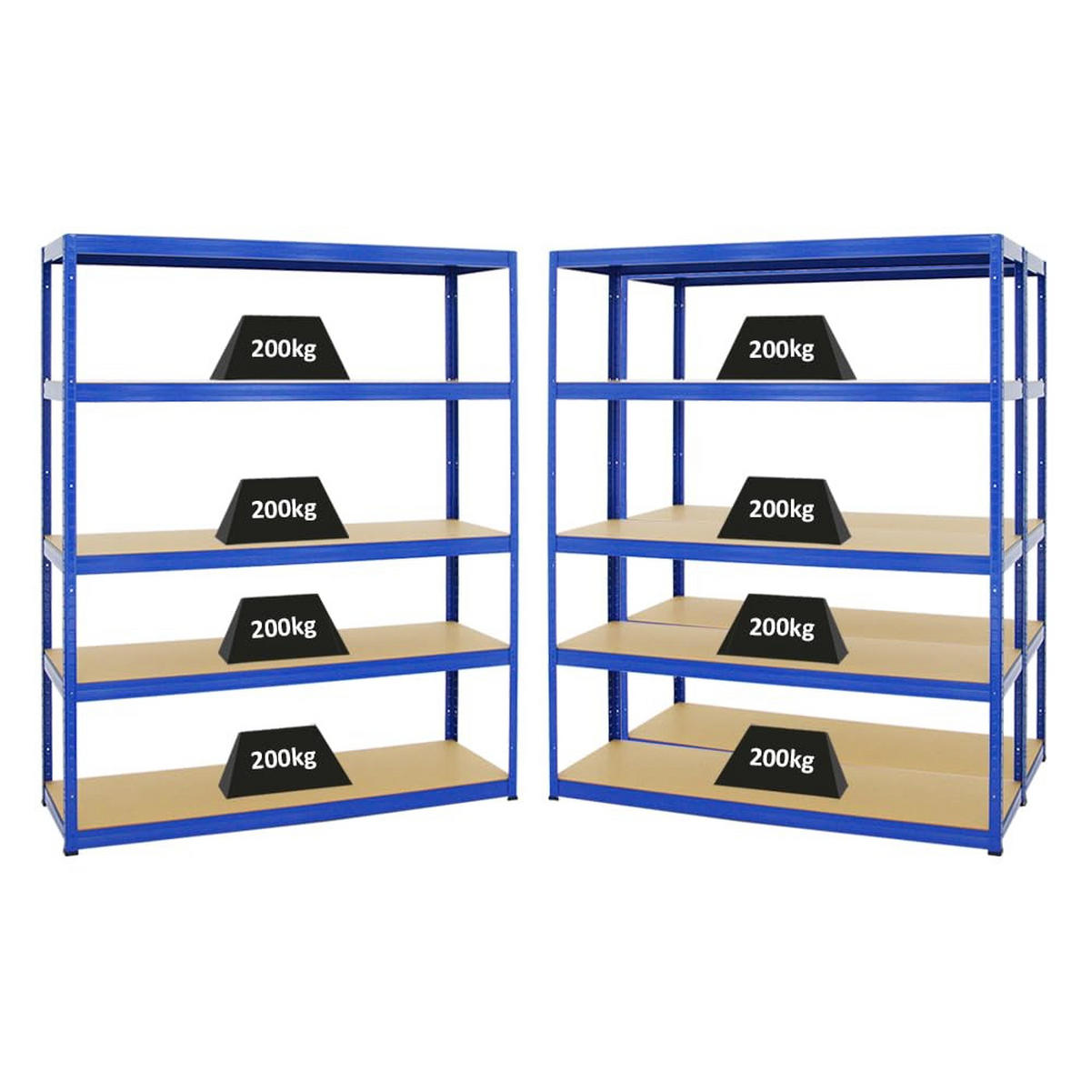 SCHWERLASTREGAL Giant Elephant 3er-Set mit 3x 180x150x45 cm Fachlast 200 kg Blau - Blau, Metall (450/180/45cm) - PROREGAL