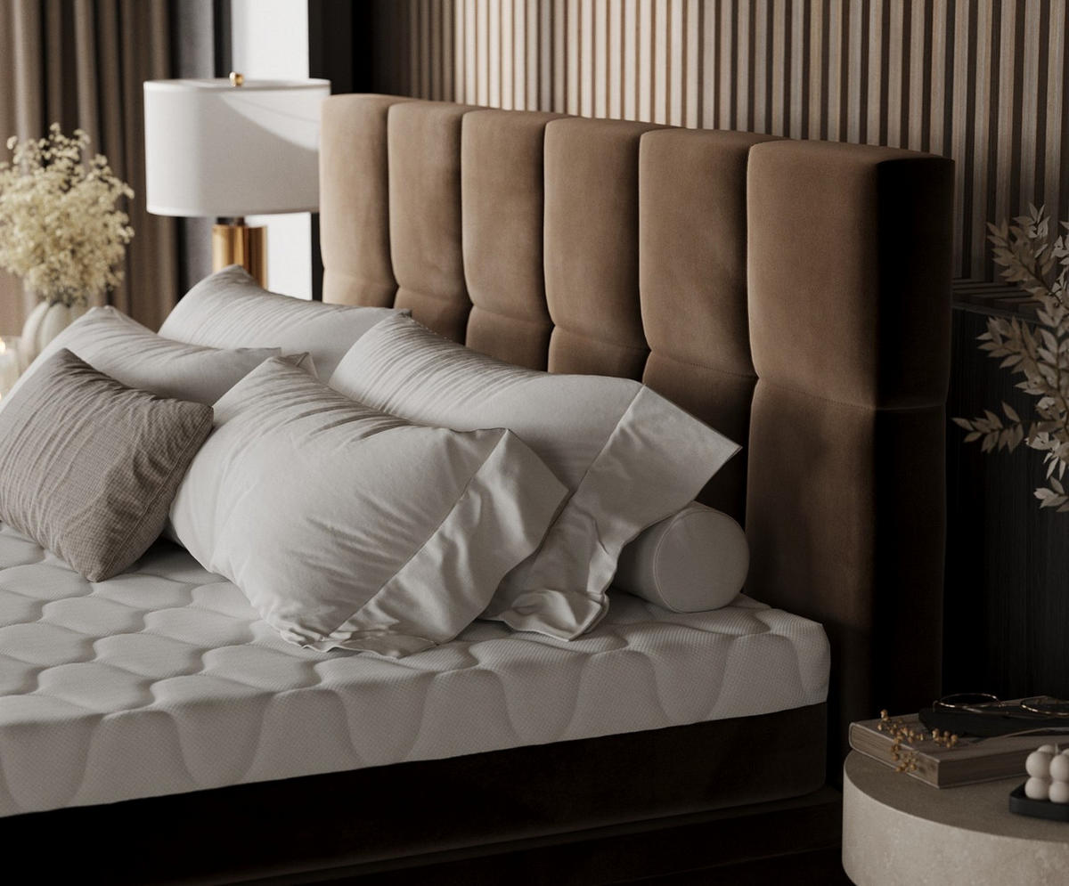 BOXBETT Elano 200/200 cm Braun im Kronos Stoff - Schwarz/Braun, Holz/Holzwerkstoff (200/200cm) - AltaBeds