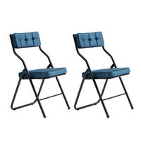 KLAPPSTUHL DE-36266 2er-Set mit gepolstertem Sitz Blau - Blau, Metall (47/80/46cm) - ComfortXL