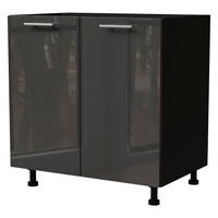 KÜCHENUNTERSCHRANK Essen D11/80 Graphit Hochglanz / Schwarz Matt 80 / 50 / 82cm - Schwarz/Graphitfarben, Holz/Holzwerkstoff (80/82/50cm) - Feldmann-Wohnen