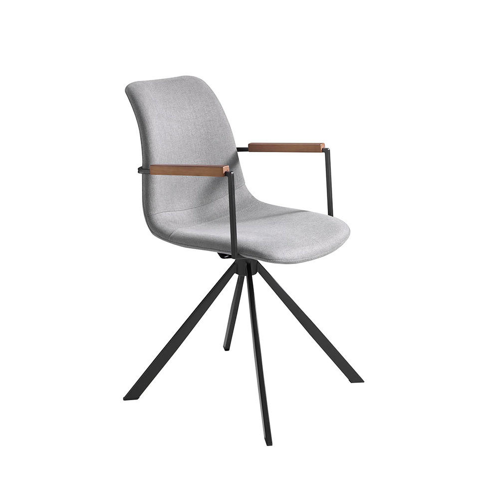 ESSZIMMERSTUHL Stoff Grau , Walnuss , Schwarz - Nussbaumfarben/Schwarz, Textil (50/85/62cm) - ANGEL CERDA