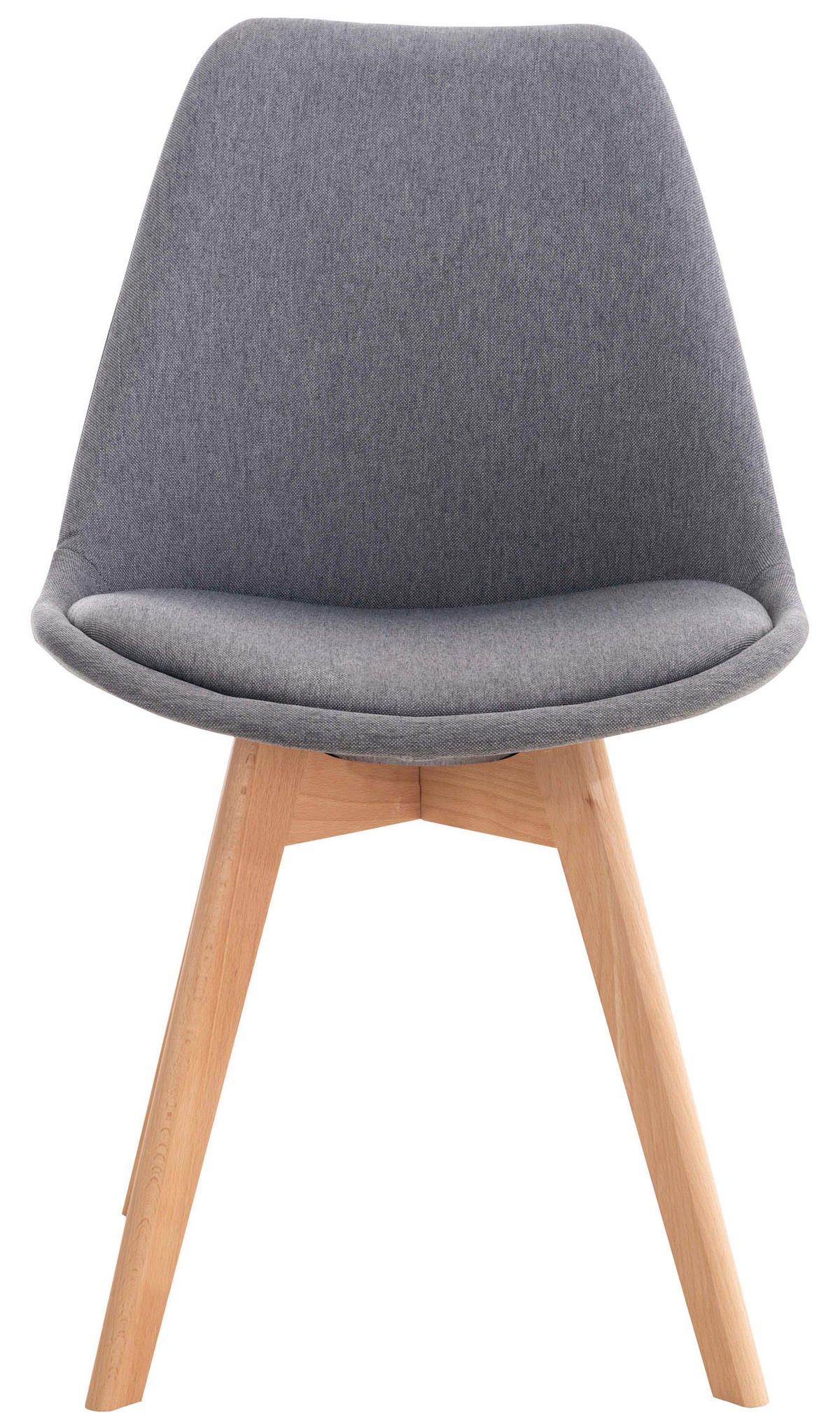 STUHL 4er Set Stoff grau - Eukalyptusholzfarben/Grau, Holz/Textil (49/83/50cm) - CLP