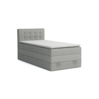 BOXSPRINGBETT JUNG 1 100/200 Velours Hellgrau mit Matratzen H3 + H4 - Hellgrau, Holz/Holzwerkstoff (100/200cm) - Deine Möbel 24