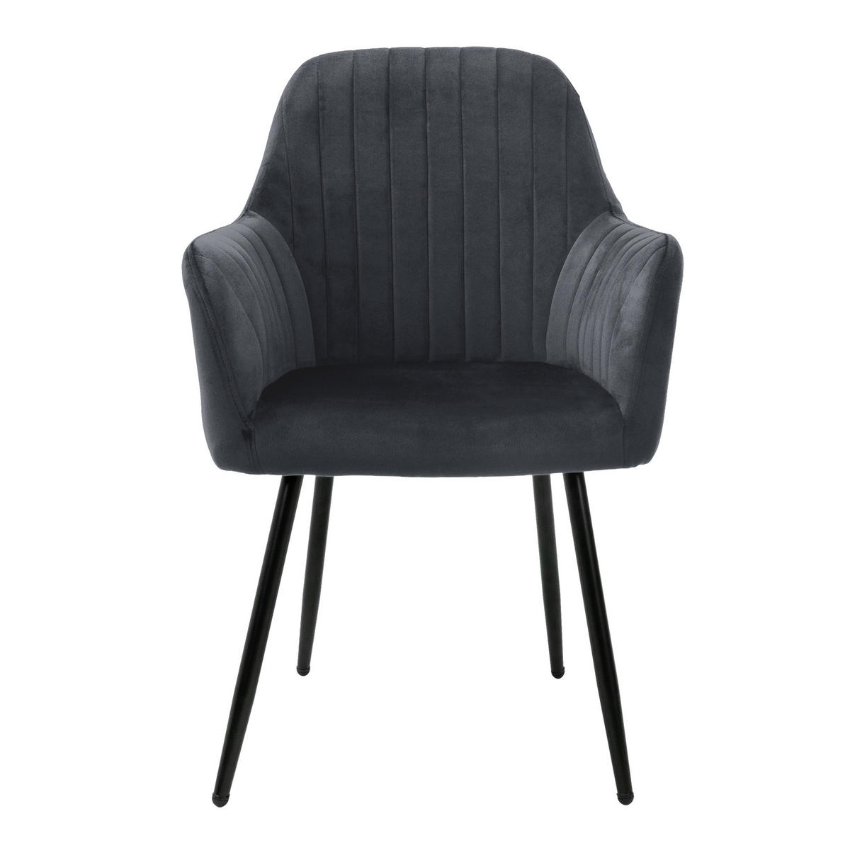 STUHL Samt grau 4er Set - Dunkelgrau, Metall (60/84/58cm) - ML-DESIGN