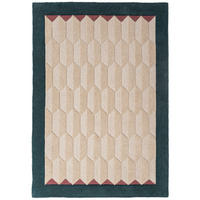 WOLLTEPPICH handgetuftet DARENT, Wabenmuster, Petrol, 200 x 290 cm - Türkis, Textil (200/290cm) - KADIMA DESIGN