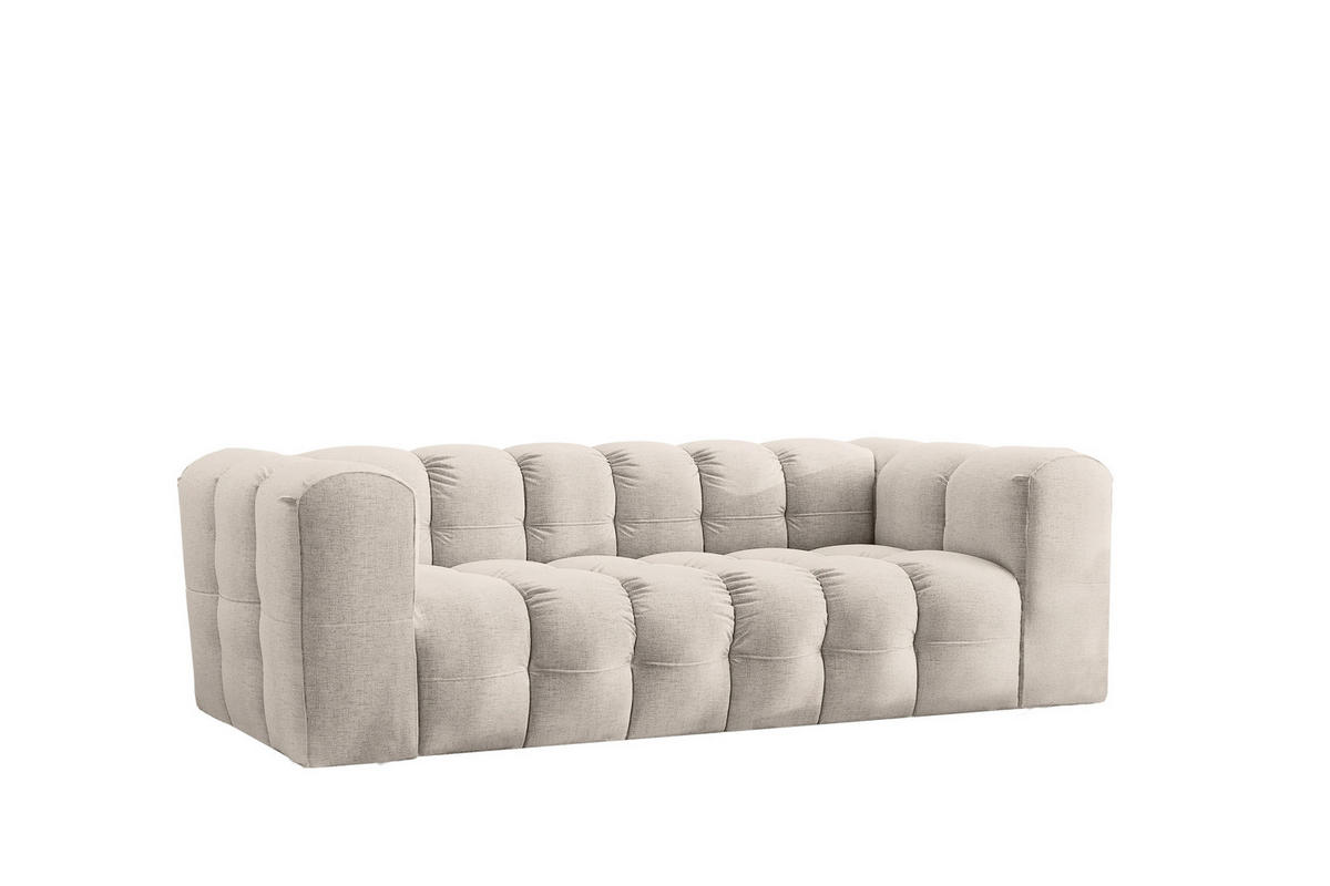 SOFA 3-Sitzer, Komfort, BALOO, Stoff Schenille, Ecru - Ecru, Holz (222/75/106cm) - Kaiser Möbel