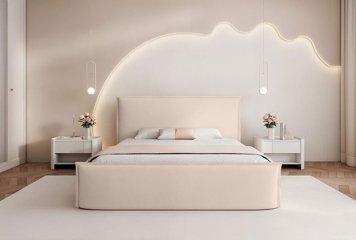 POLSTERBETT ALLBION 160x200 cm, Beige - Beige, Textil (200/160cm) - Fedve