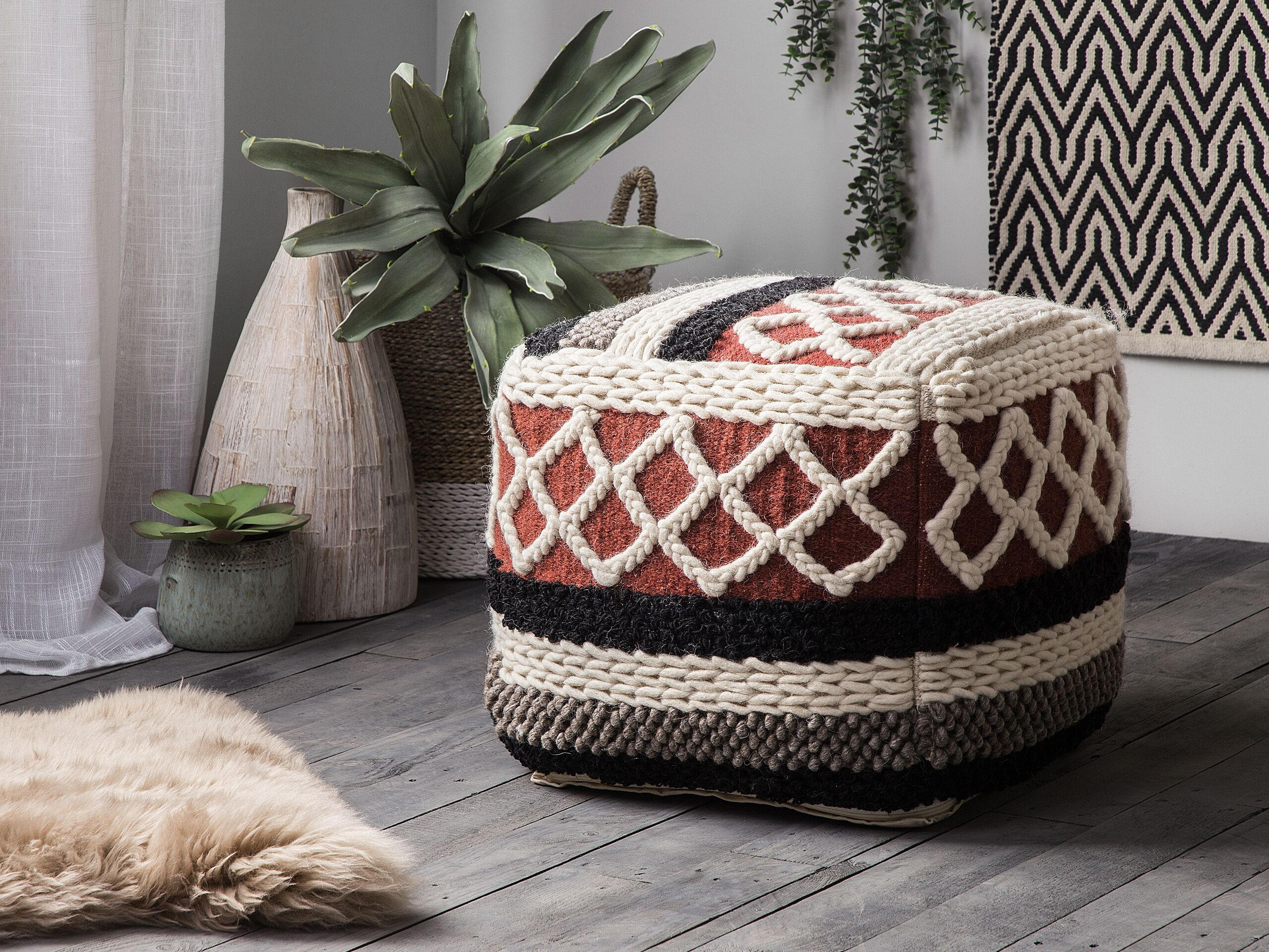POUF Sagar 48/48/42 cm - Multicolor, Naturmaterialen/Textil (48/42/48cm) - Beliani