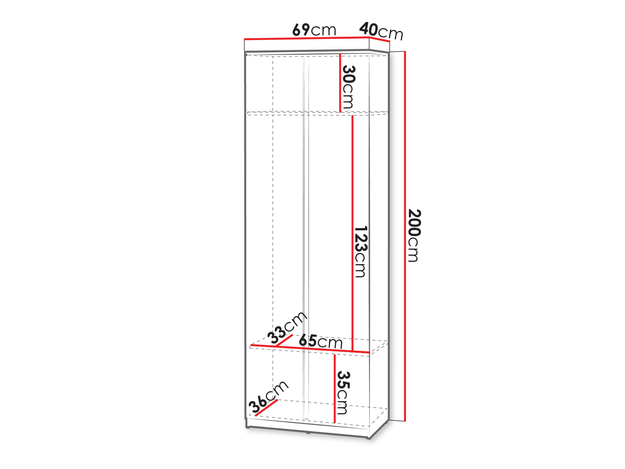 KLEIDERSCHRANK Simply SM01 - Weiß, Holzwerkstoff (69/200/40cm) - MIRJAN24