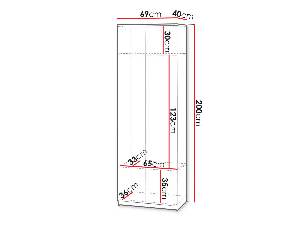 KLEIDERSCHRANK Simply SM01 - Grau, Holzwerkstoff (69/200/40cm) - MIRJAN24