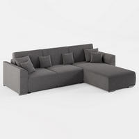 ECKSOFA LUMO L Rechts Grau Flechtwerk-Stoff mit Schlaffunktion und Bettkasten - Grau, Textil (293/195cm) - Barchello