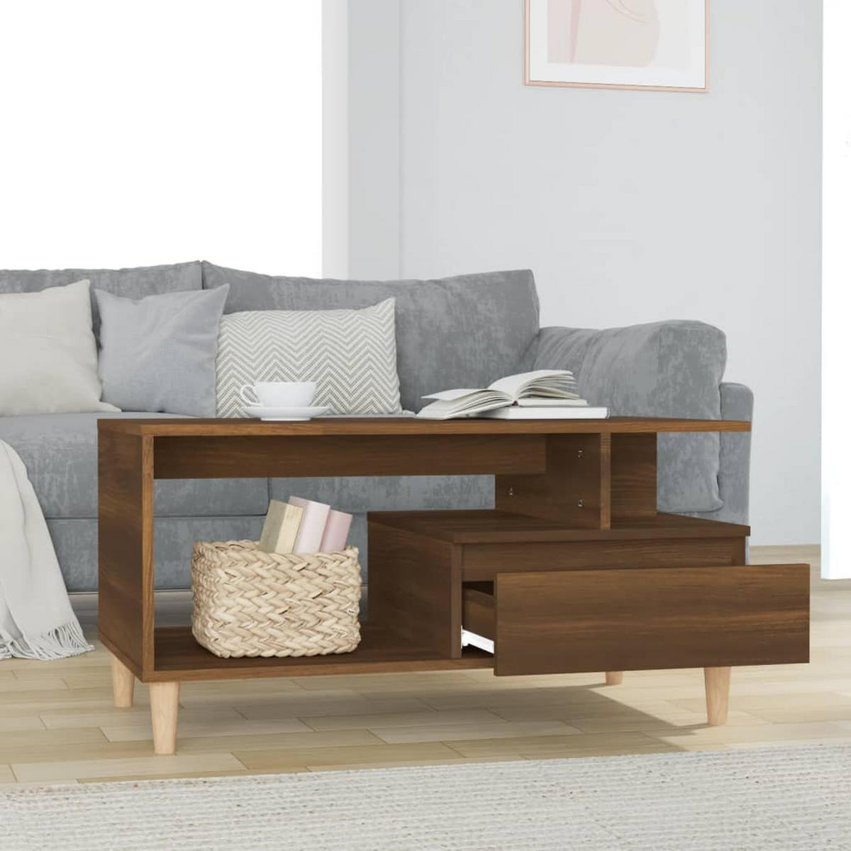 COUCHTISCH Braun Eichen-Optik 90x49x45 cm Holzwerkstoff - Braun, Holzwerkstoff (90/49/45cm) - furnicato